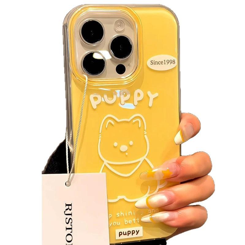 Cute Line Puppy Suitable for Apple 16 Mobile Phone Case IPhone 15 Protective Case 14 Anti Fall 13pro High End Sense