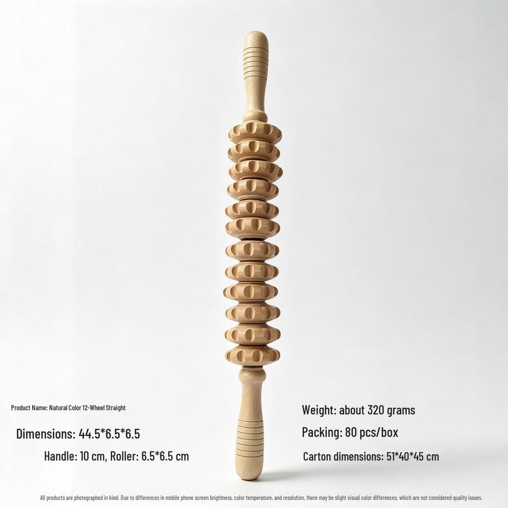 Solid Wood Wolf Tooth Handheld Massager - Back, Waist, Cervical Spine, Legs Fascia Roller and Scraper Tool