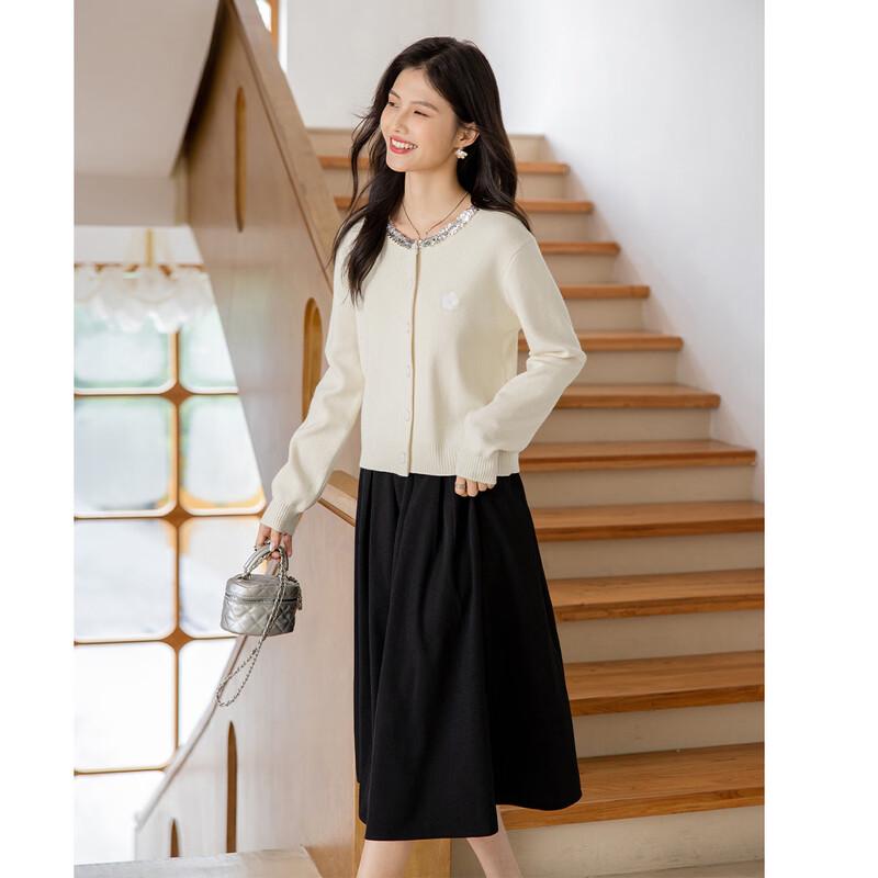 Mocana Women's Elegant Knit Cardigan & Mid-Length Dress Set