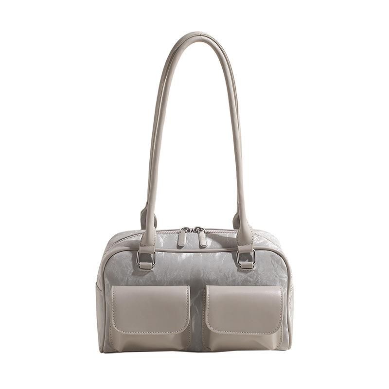 

Europe and the United States popular underarm bag women 2025 new fashion versatile PU tote bag shoulder handbag серебряный