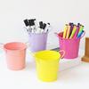 Mini Pencil Bucket Desktop Pencil Cup Makeup Brush Organizer Small Metal Buckets with Handle for Home and Home Indoor
