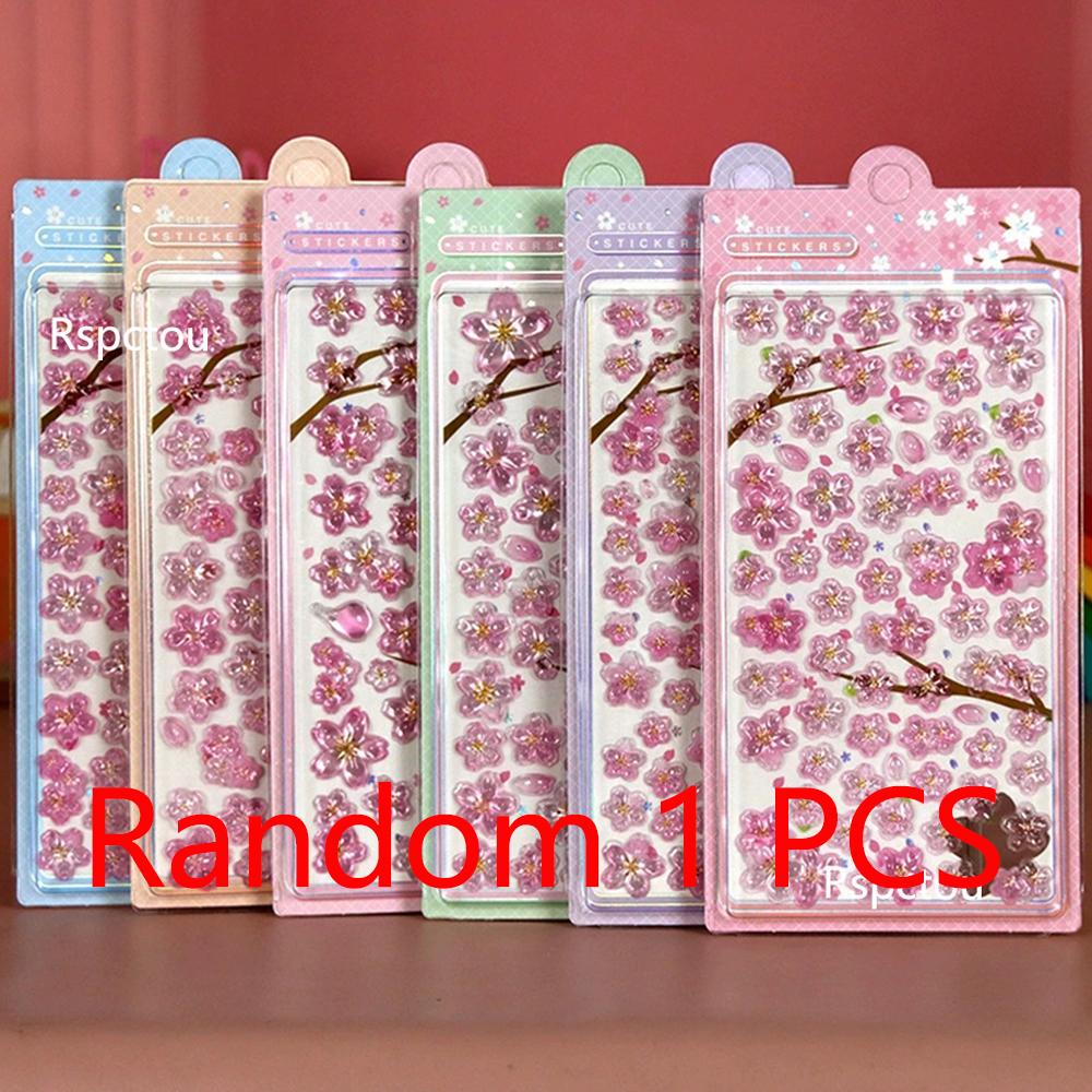 Creative Plant Pink Sakura Cartoon 3D Stickers Kawaii Girl DIY Stationery Suitcase Laptop Cute Decoration Sticker Gifts