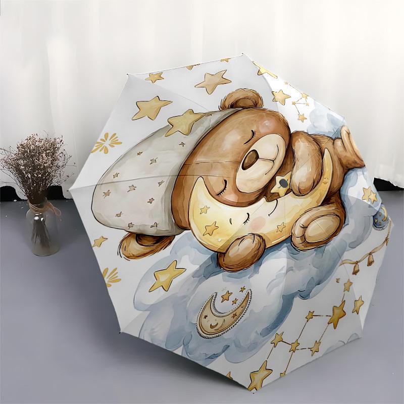1PC Bear Cloud Umbrella-8-Rib Reinforced, Automatic Open, Lightweight & Durable, Fashion Accessory for Outdoor, Beach L0410