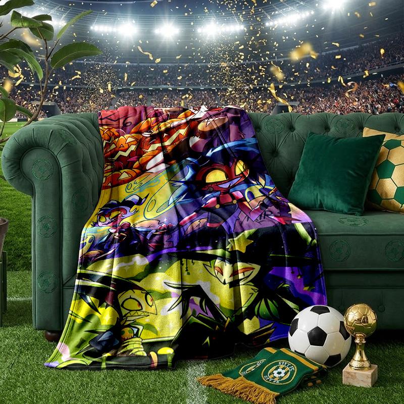 Cityscape Hazbin Nightmares Throws Blanket Flannel Blankets Plush for Couch Bed Gifts for Men Women Travel picnic blanket Christmas fan gifts