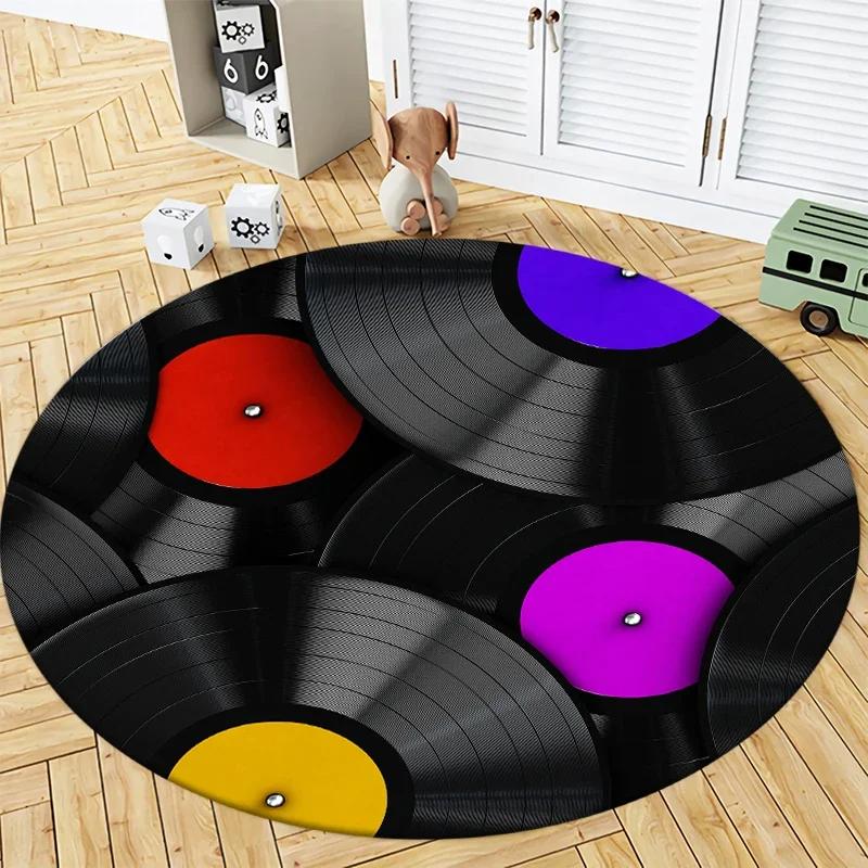 Music Studio Round Carpet Drum Set Bedroom Door Mats Rock Hip Hop Musical Living Room Decoration Gift Area Rug Home Floor Mat