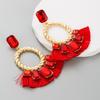 Women's Drop Earrings Exaggerate Colored Glass Tassel Earrings Temperament Geometric Hollow Earrings Ornaments