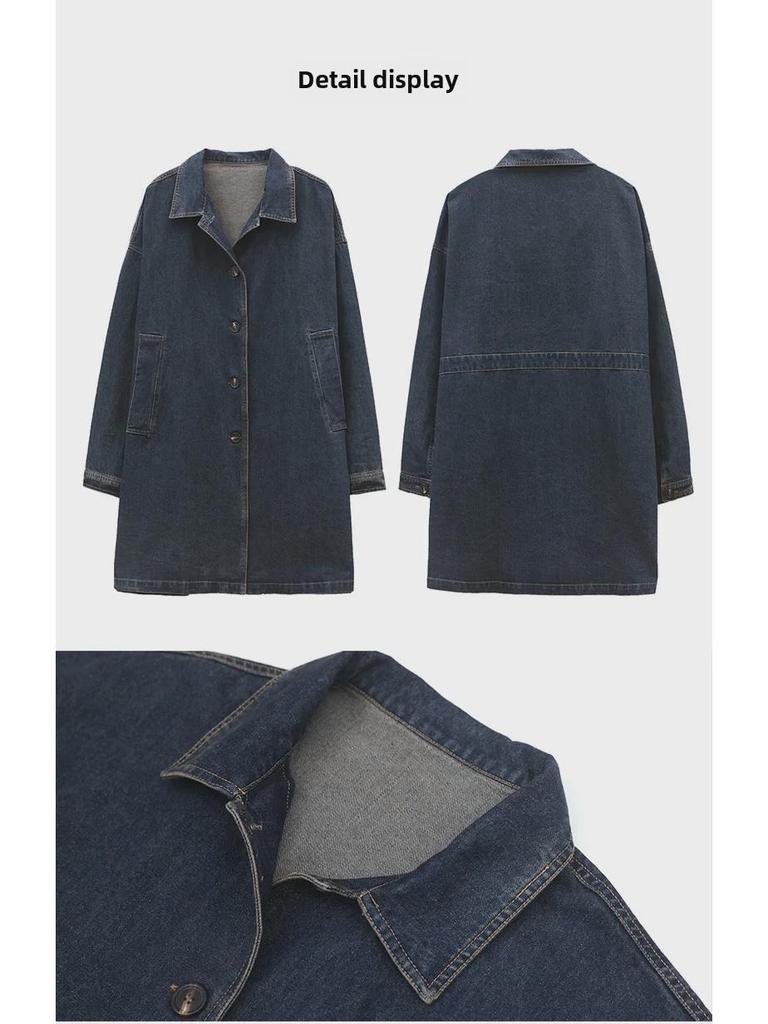 2024 Damen Jeansjacke: Mittellang, lockere Passform, große Größen für Frühling und Herbst