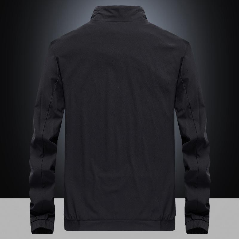 Spring New Men's Outdoor Casual Stand-up Collar Jacket, Youth Large Size Solid Color Elastic Jacket
