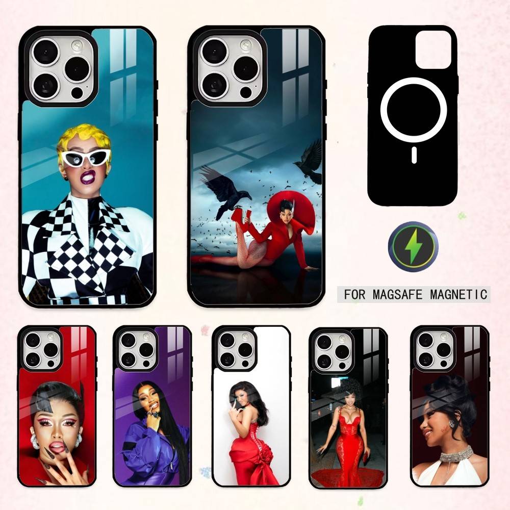 Rapper Cardi B Phone Case For iPhone17,16,15,14,13,12,11 Plus,Pro Max Magnetic For Magsafe Wireless Charging