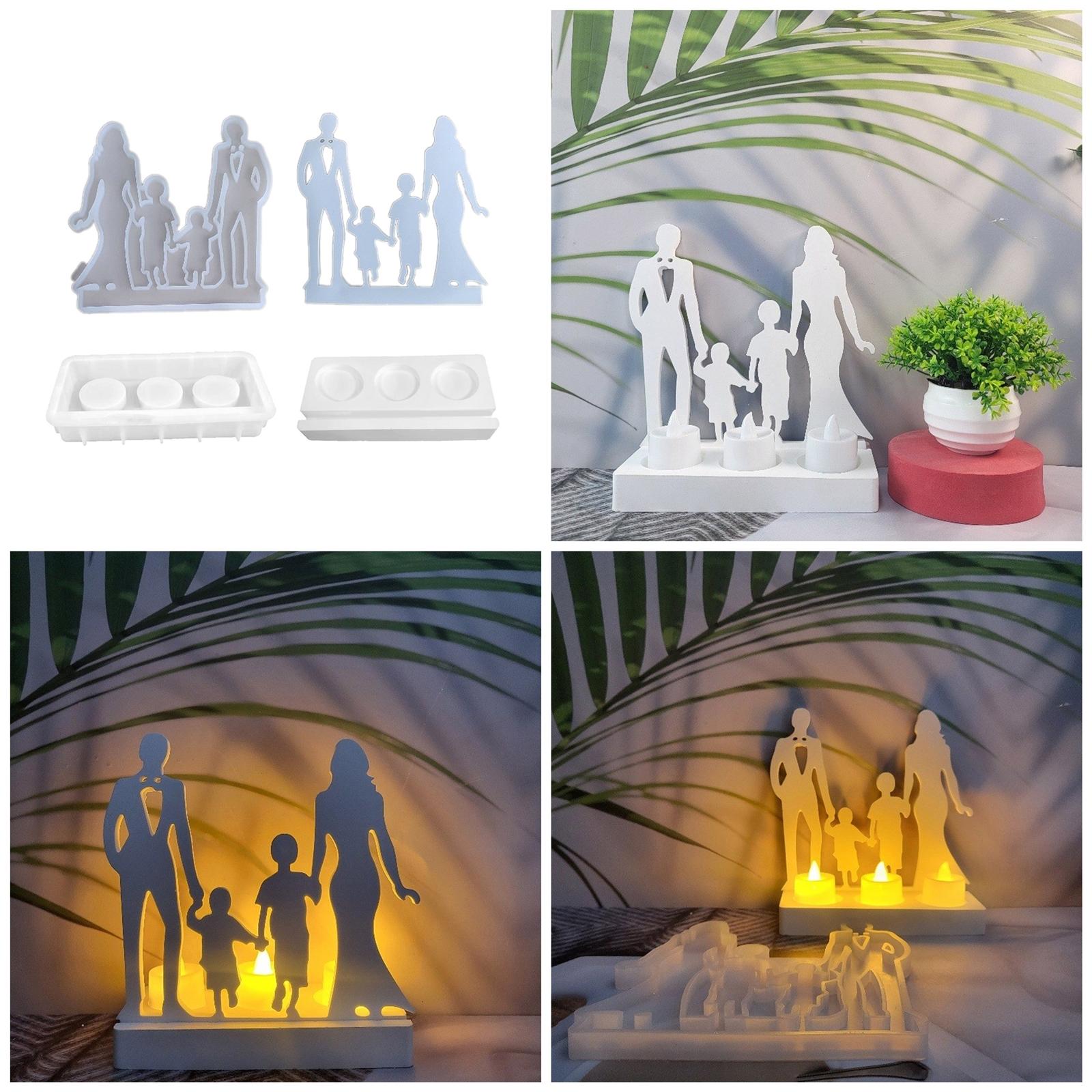 

3D силиконовая форма для подсвечника, силуэт, семейные формы для подсвечников, DIY формы для бетона, гипса, смолы, свадебные домашние декорации