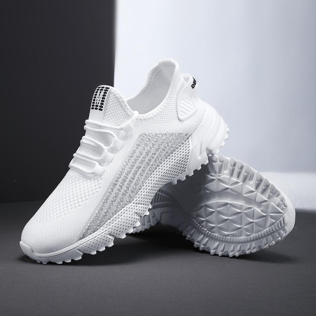 Knitted Mesh Running Shoes Breathable Men's Casual Sneakers Lightweight Outdoor Jogging Walking Trainers Anti-slip Sole