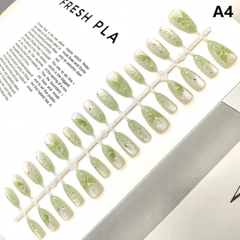 30Pcs Short Square False Nails Cat Paw Petal Design Wearable Fake Nails Simple Artificial Press On Nails Tips Art Decoration