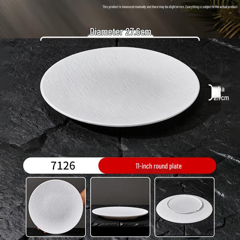 Assiette Plate Blanche Imitation Porcelaine en Mélamine - Ronde Buffet, Fondue, Dessert, Steak, Vaisselle d'Hôtel Commerciale.