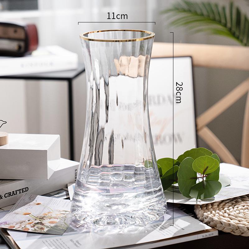 Gold-Painted Transparent Glass Vase for Fresh or Dried Flowers - Nordic Style Flower Arrangement Ornament