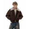 Kisko Maillard Retro Thickened Fleece-Lined Short Fur Collar Jacket for Men and Women, New Winter Warm Zipper Coat