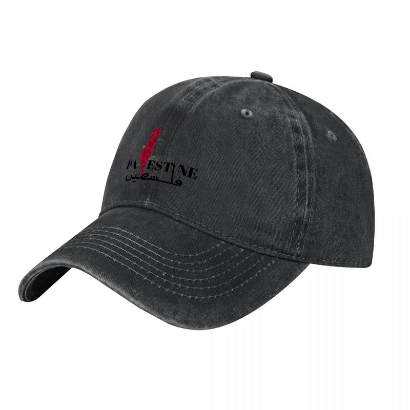 Palestine Embroidered Washed Cotton Baseball Cap Red Key Design Unisex Adjustable Hat Daily Outdoor