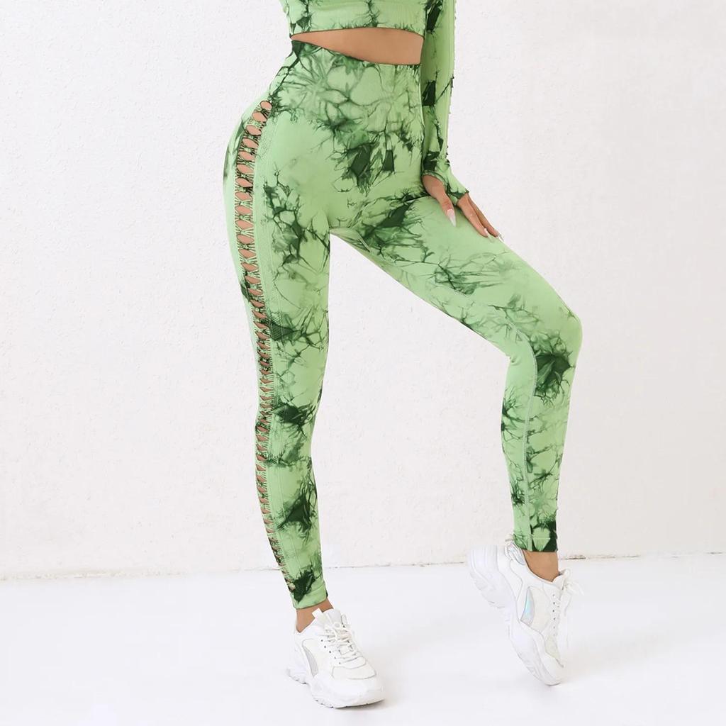 Evropsko-americké batikované vysoce elastické jógové kalhoty - Kontrola bříška, Prodyšné, Zvedání boků, Legíny slim fit