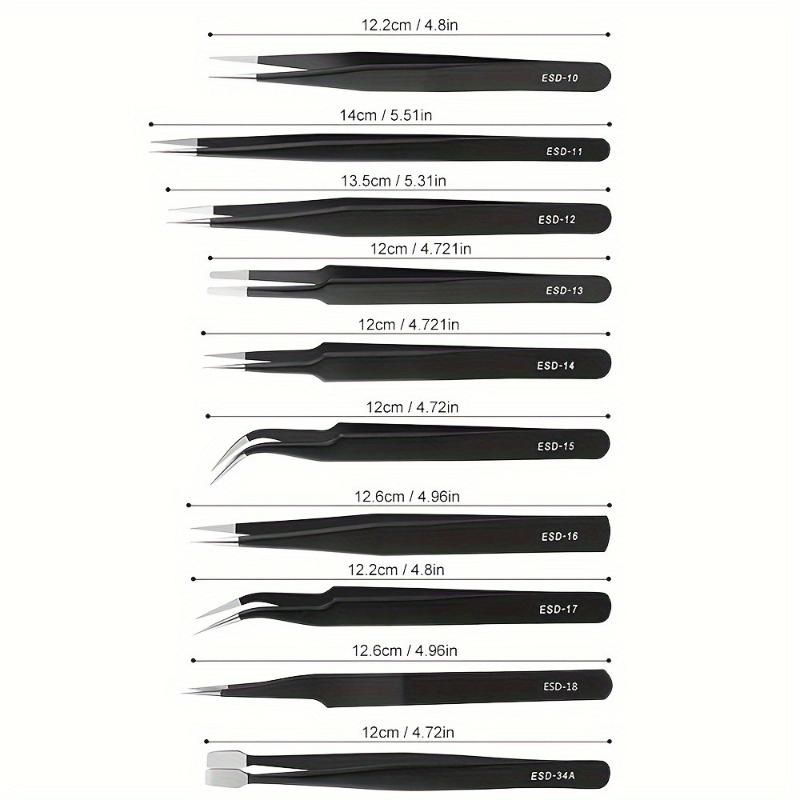 

Premium Anti-Static Tweezers Set Ultra-Precise Handmade Industrial Tools Making Home Repair Ergonomic Design Pros Hobbyists 10pcs set