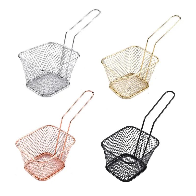 Stainless Steel French Fry Frying Basket Snack Frying Net Basket Oil Separating and Draining French Fry Basket
