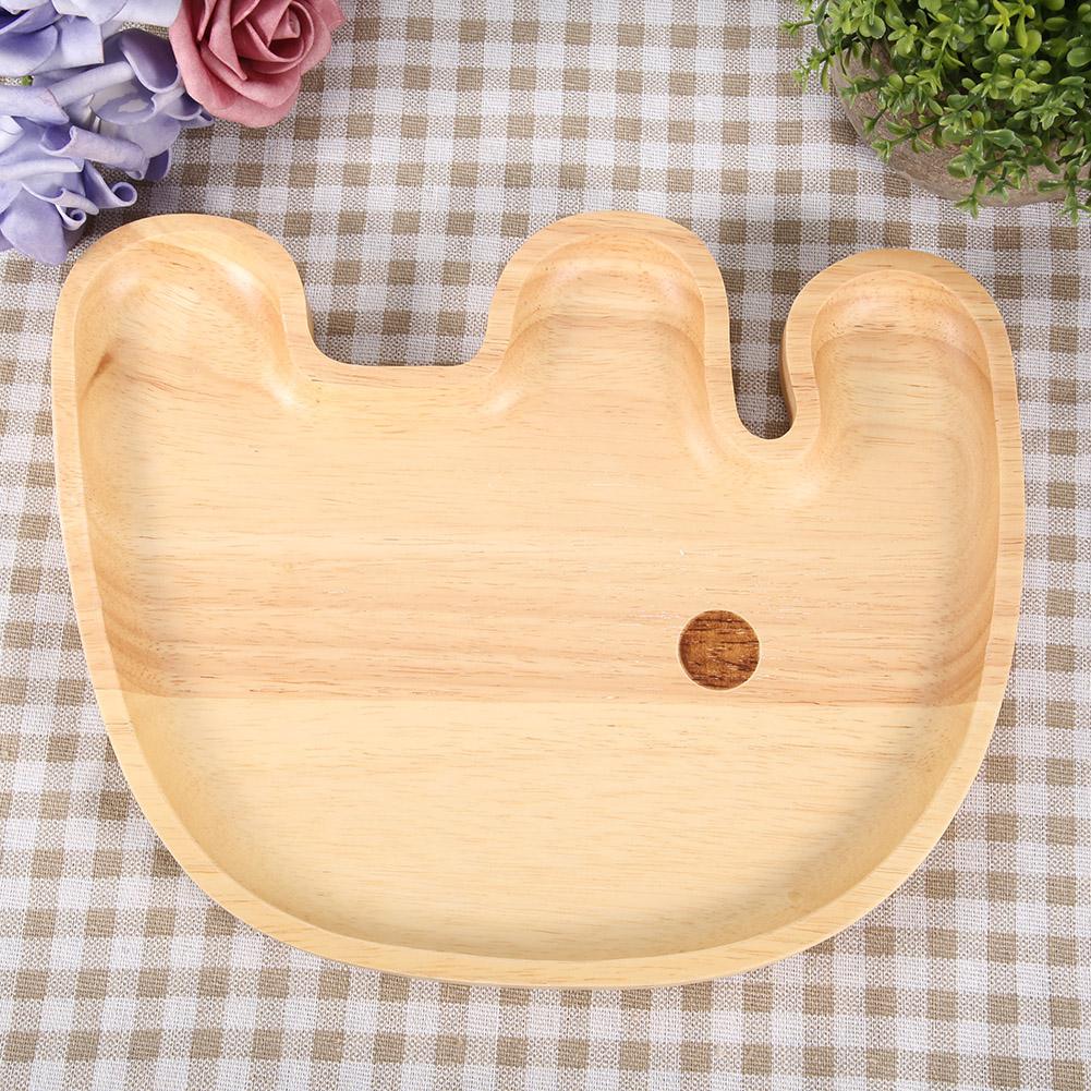 Cute Elephant Shape Wooden Kid Plate Divided Dish Animal Serving Tray for Home Kitchen Decoration