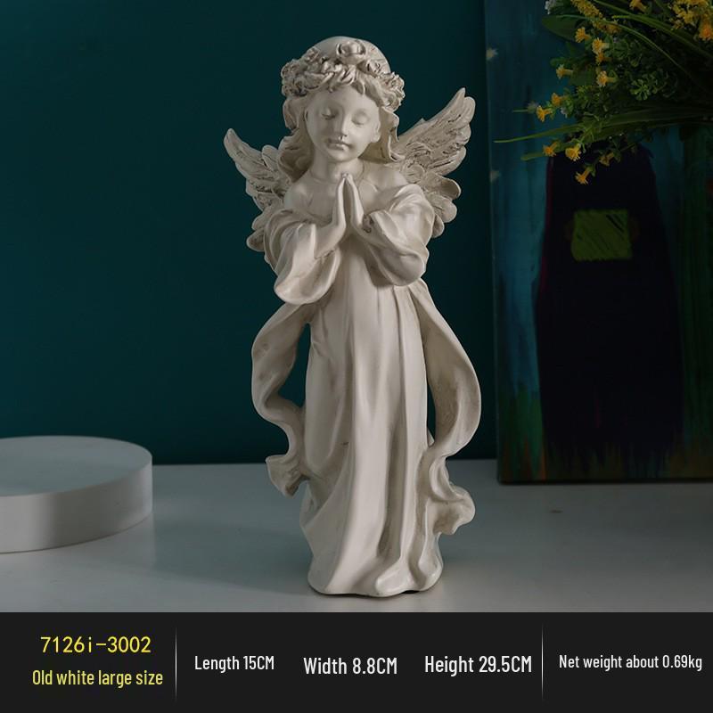 Americká Retro Evropská Pryskyřičná Figurka Anděla: Bílá stolní dekorace pro malé dívky