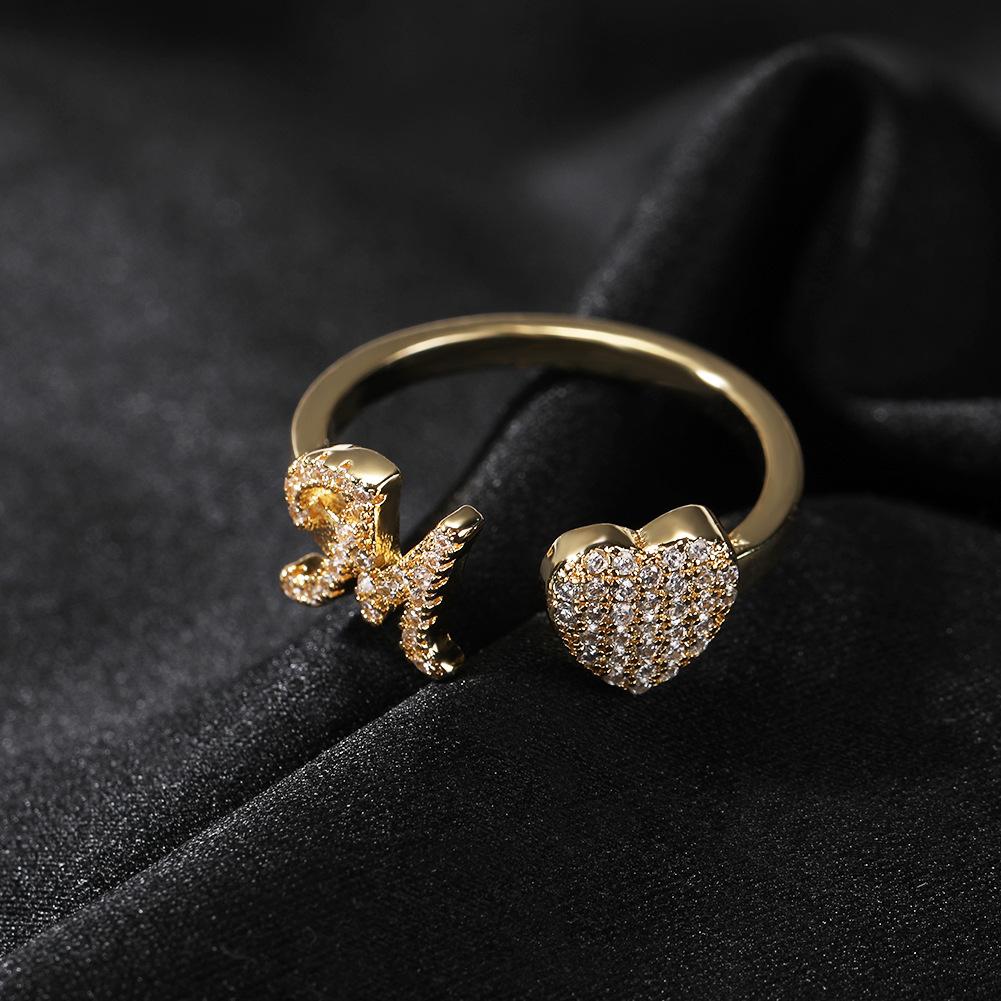 Bague simple personnalité 26 lettres anglaises ouverture réglable luxe léger design de niche haute qualité bague amour