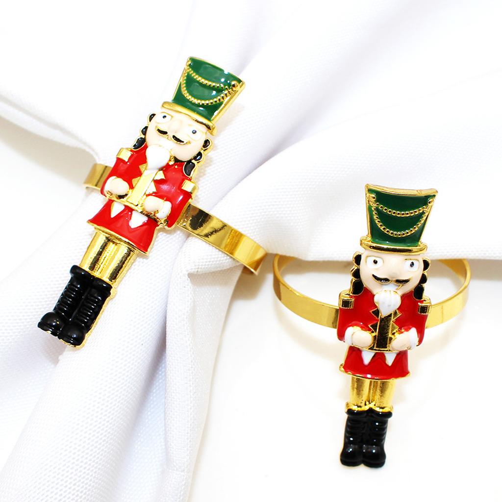 6 Stück Weihnachten Harz Nussknacker Soldat Serviettenringe Ornament Kleine Dekoration Weihnachtsbaum Zubehör Dekorative Dekorationen
