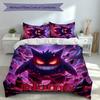 3pcs Custom Name Pokémon Gengar Bedding Set,Includes 1 Duvet Cover and 2 Pillowcases,All-season Bedroom Decor