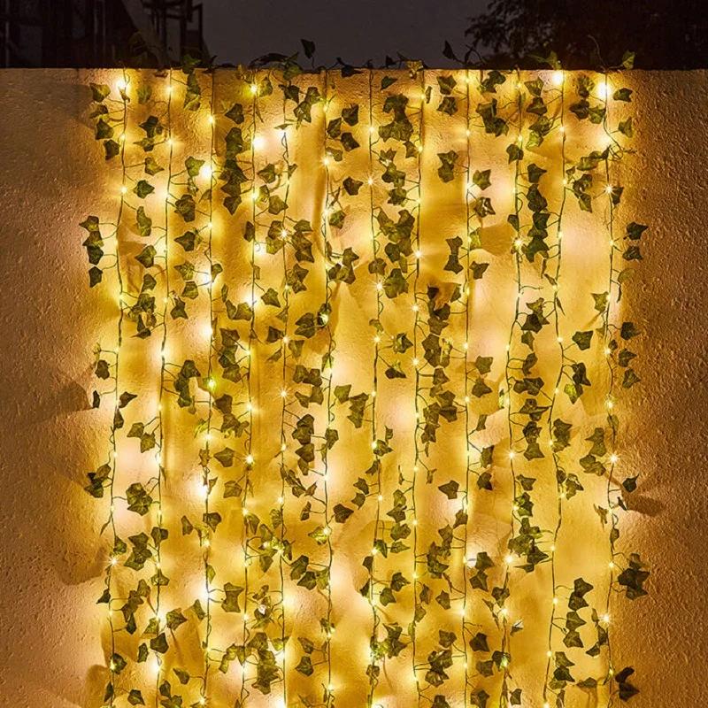 100LED Vine String Lights Waterproof Garden Fairy Light Artificial Ivy Garland for Outdoor Balcony Wedding Christmas Decor