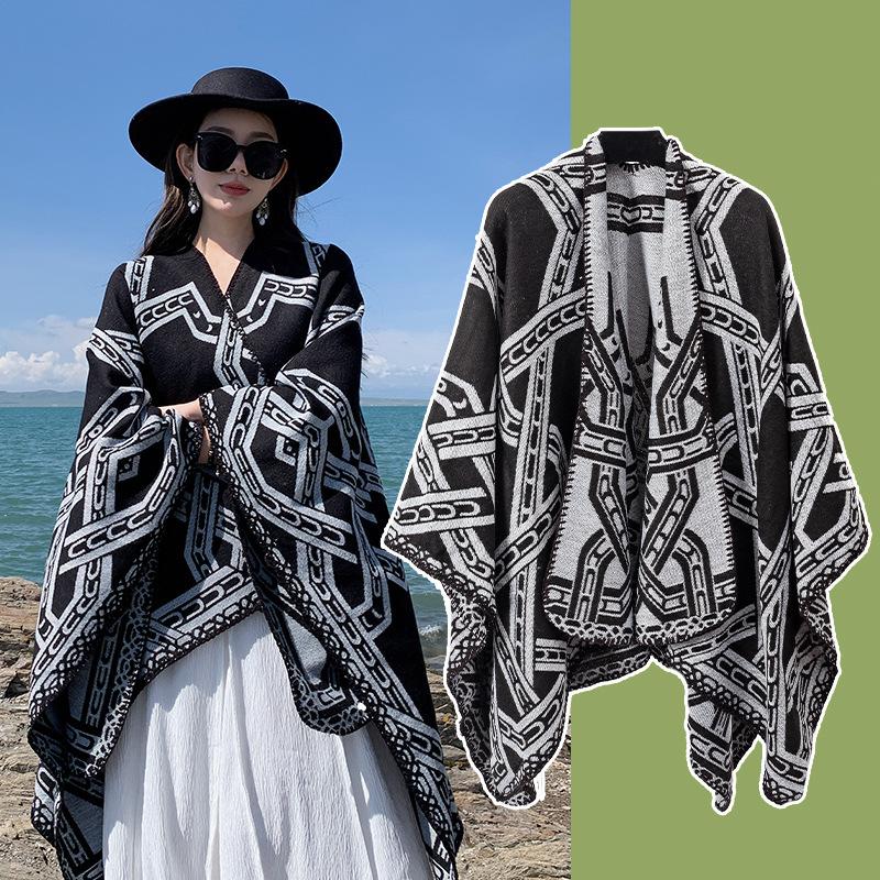 

Chain split towel warm shawl thickened windproof cape female travel 150*130cm