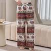 Cotton Silk Family Spring and Autumn Women's Cotton Silk Pajama Pants Wide-leg Pants Thin Artificial Cotton Can Be Worn Outside Casual Home Pants