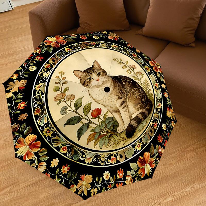 1PC Cat, Floral Umbrella-8-Rib Reinforced, Automatic Open, Lightweight & Durable, Cute Fashion Accessory for Outdoor-K1256