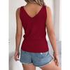Summer Tops Solid Color V-neck Hollow Out Sleeveless Knitted Sweater Fashion Vacation Vest Women's Clothing