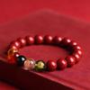 Cinnabar Pixiu Bracelet: Five Wealth Gods Amulet for Good Luck – Purple Gold Sand Design for Men and Women, Zodiac Protection.