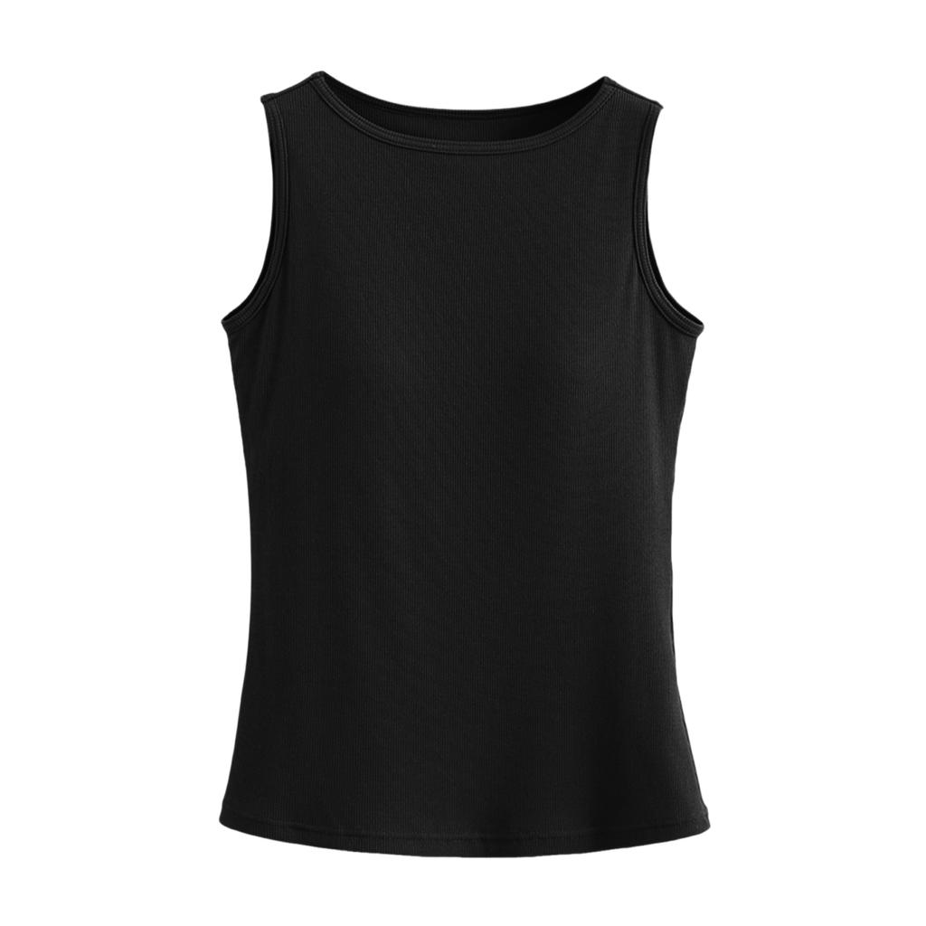 Sleeveless Ribbed Knit Tank Top for Women Lightweight Crew Neck Basic Solid Fitted Casual Shirt