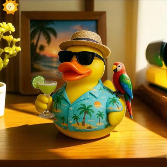 Tropical Jimmy Buffett Parrot Duck Ornament Island Vibes Decor Colorful