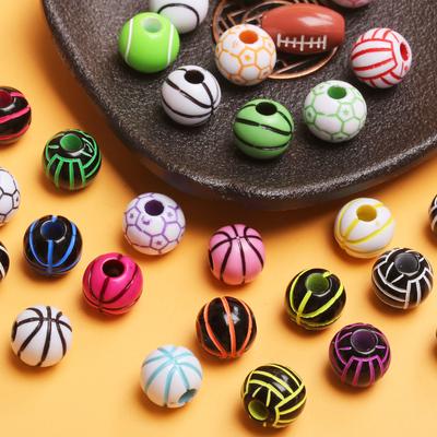 5 stuks Acryl Armbanden Sieraden Maken Benodigdheden 11 mm Losse Kralen Charms Rond Basketbal Voetbalbal Met Gat 15,5 mm Hanger Accessoires