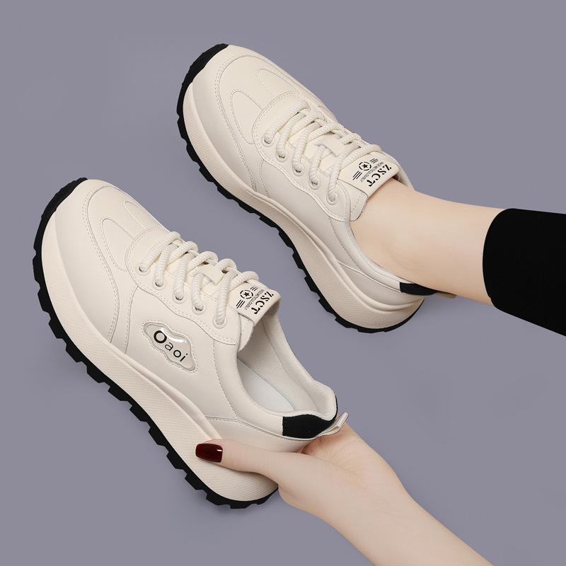 

Leather little white shoes women s new spring and autumn flats fashion board shoes mesh soft sole light sports and leisure shoes 35