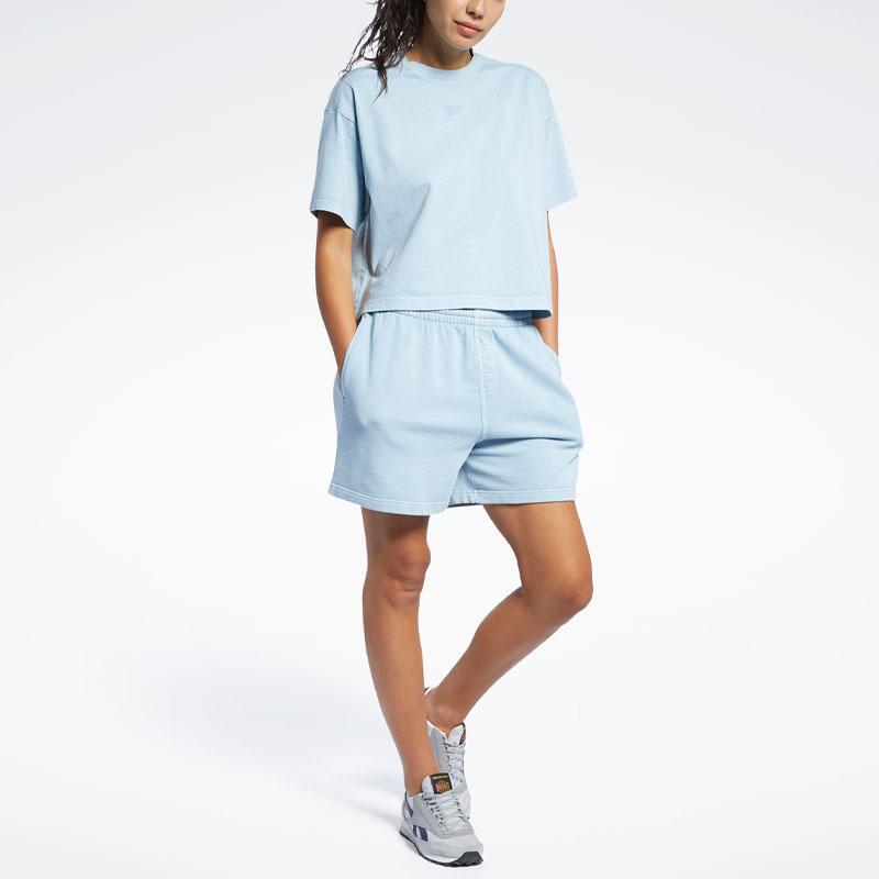 Reebok Classics  Nd Solid Color Round Neck Short Sports T-Shirt Women Tops Blue GP7888