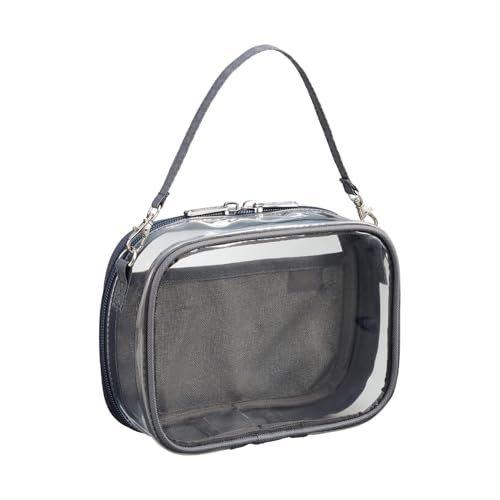 Lihit Lab myfa Oshikatsu Decoration Circle Pouch Charcoal Black A3330-24 Clear Window Bag for Plushies Pins