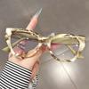 Trendy and fashionable anti-blue light glasses, wood-grain square frame flat glasses, high-end and versatile glasses