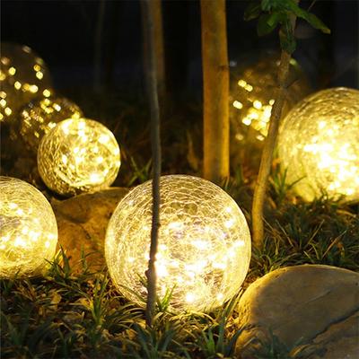 Lumières Solaires LED d'Extérieur Imperméables Lumière en Verre Craquelé Pour Vacances Cour Chemin Parc Décoration de Jardin Lampe Solaire