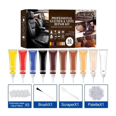 Advanced Leather Color Restorer Cream Set With Conditioning Repair For Car Interior Surfaces Sofa, Jacket