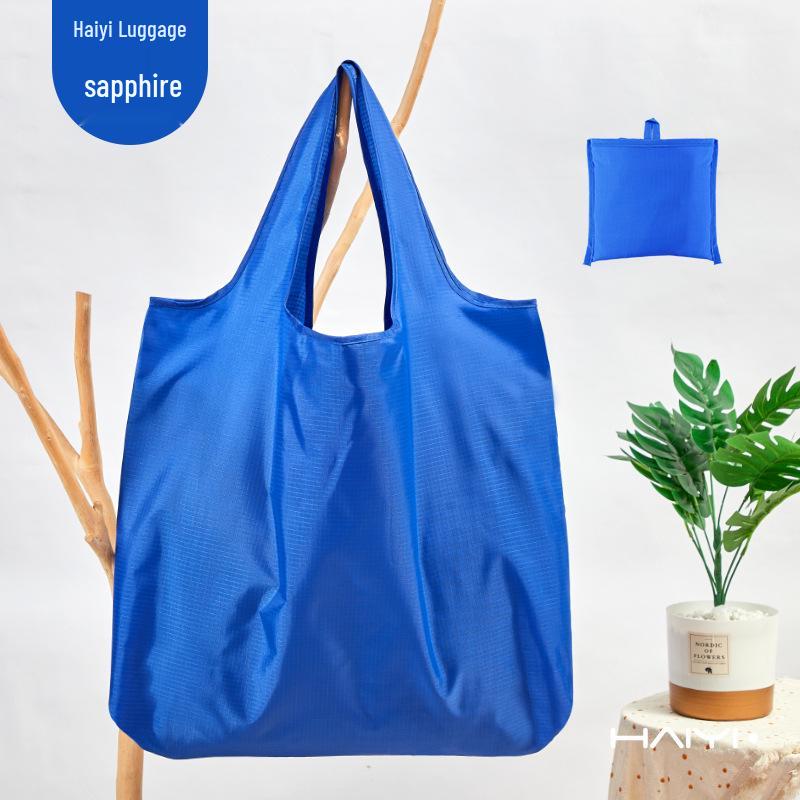 Large Capacity Foldable Waterproof Tote Bag - Solid Color Eco-friendly Oxford Cloth for Grocery Shopping