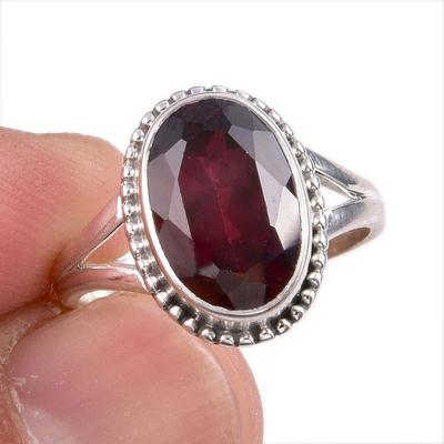 Anello Regalo in Argento Sterling Massiccio 925 Fatto a Mano con Pietra di Granato Naturale S.7 G9F40