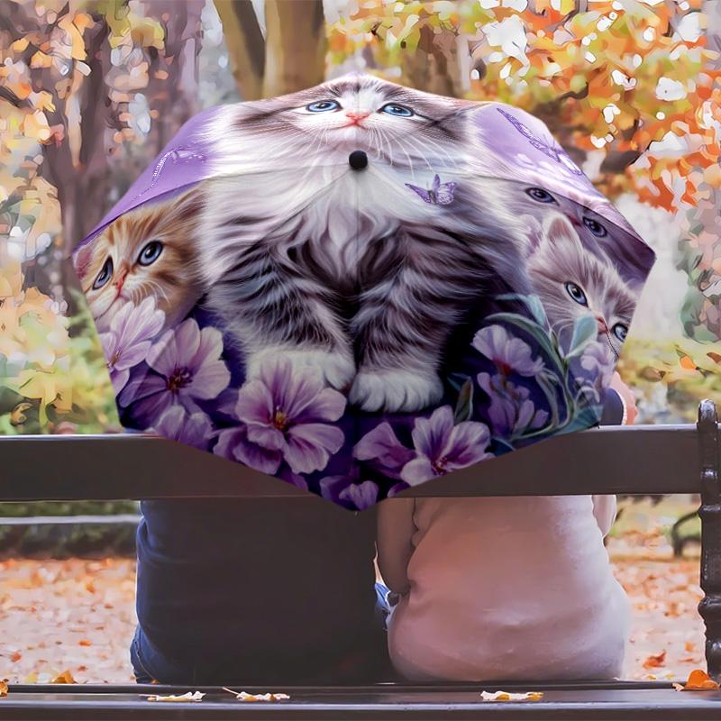 cartoon cat Printed umbrella windproof folding umbrella portable sun and rain umbrella suitable for gifting