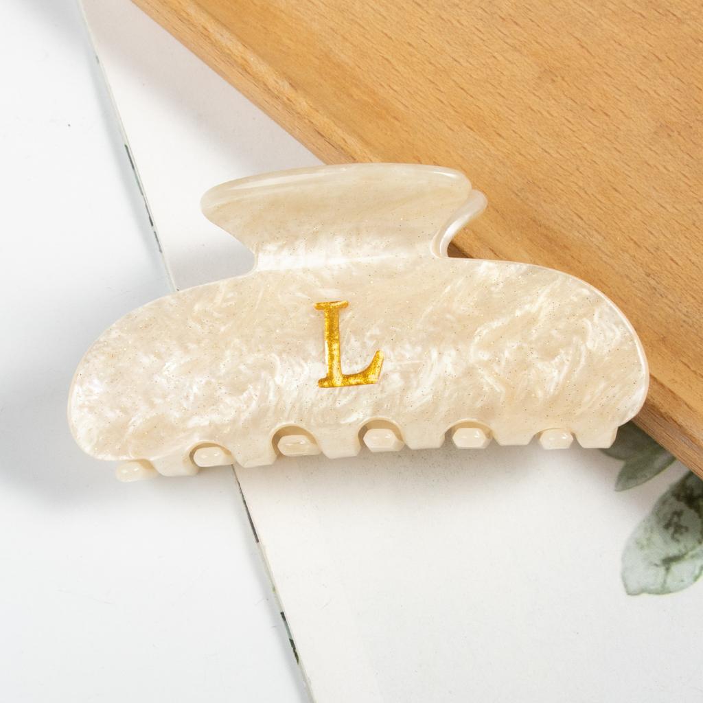Golden Letters Hair Claw Personality Design Acrylic Hair Claw Clips Hair Accessories for Women Girls