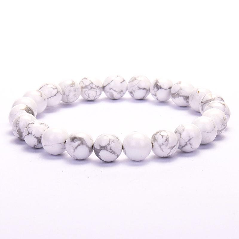 New European & American Style Cross Bracelet, 8MM Natural Stone Beaded Fashion Accessory