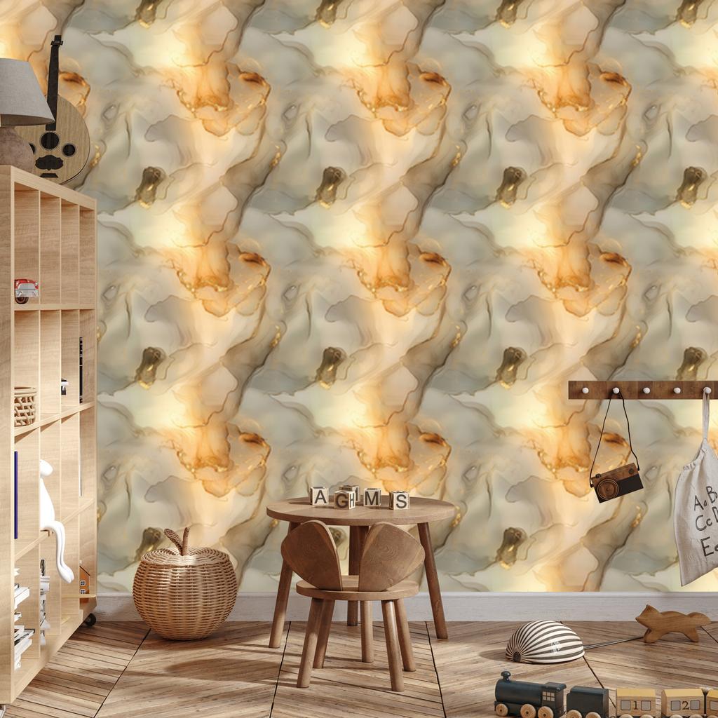 Ink Wallpaper Beige, Gold, Cream and Brown for Living Room and Bedroom 50x1000