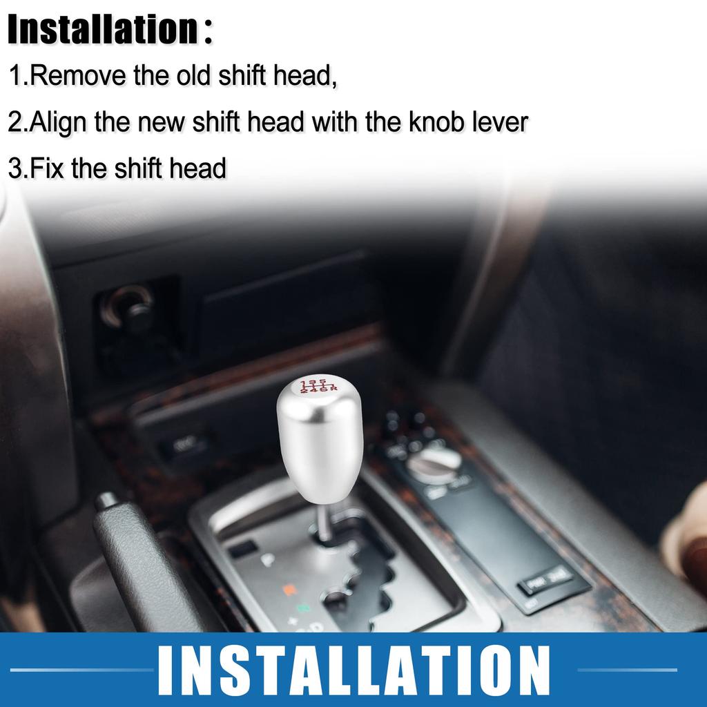 A ABSOPRO 6 Speed Universal Car Gear Shift Knob Stick Shifter Handle Car Shift Knob Silver Tone